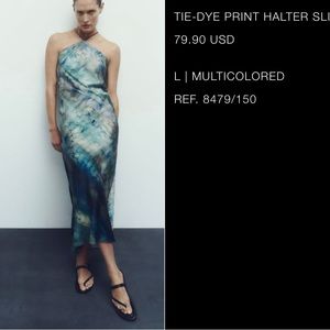 Tie dye halter satin dress